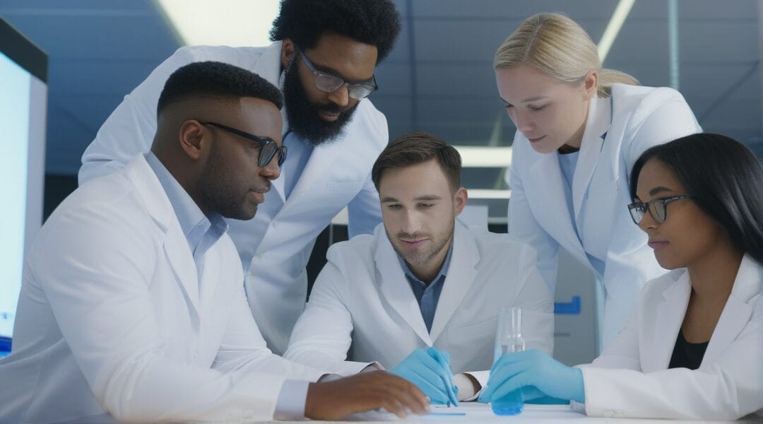Researchers in laboratory Researchers in laboratory